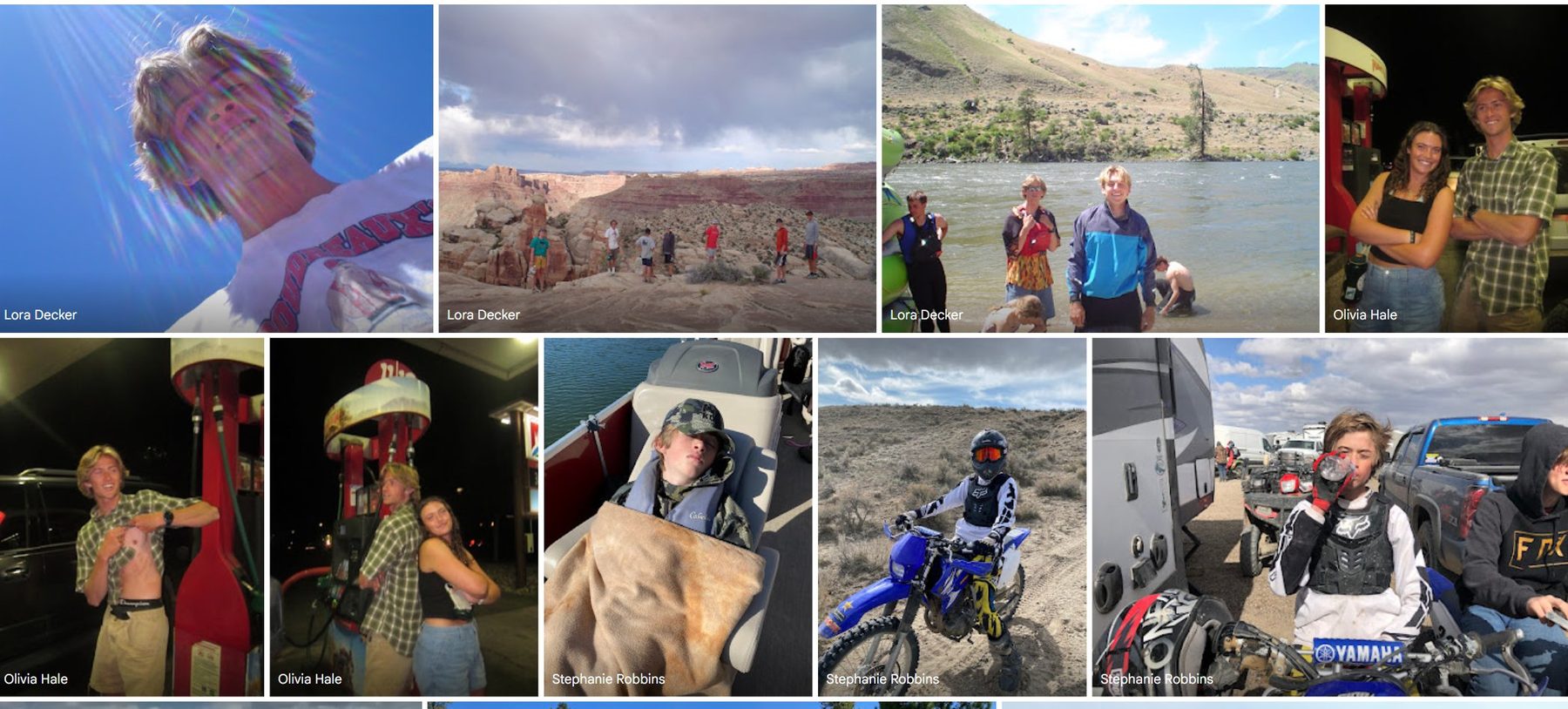 A grid of photos contributed by friends and family to Scott's album